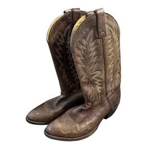 Cowboy Western Boots Size 9.5 Style 3366 Brown Leather Made in USA